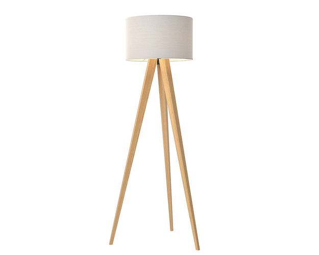Maya Tripod Floor Lamp White and Light Oak 3D model