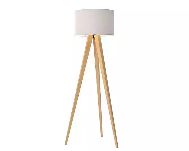 Maya Tripod Floor Lamp White and Light Oak 3D model