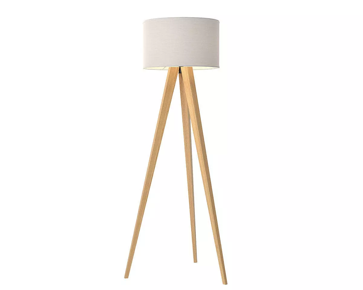 Maya Tripod Floor Lamp White and Light Oak 3D model_0