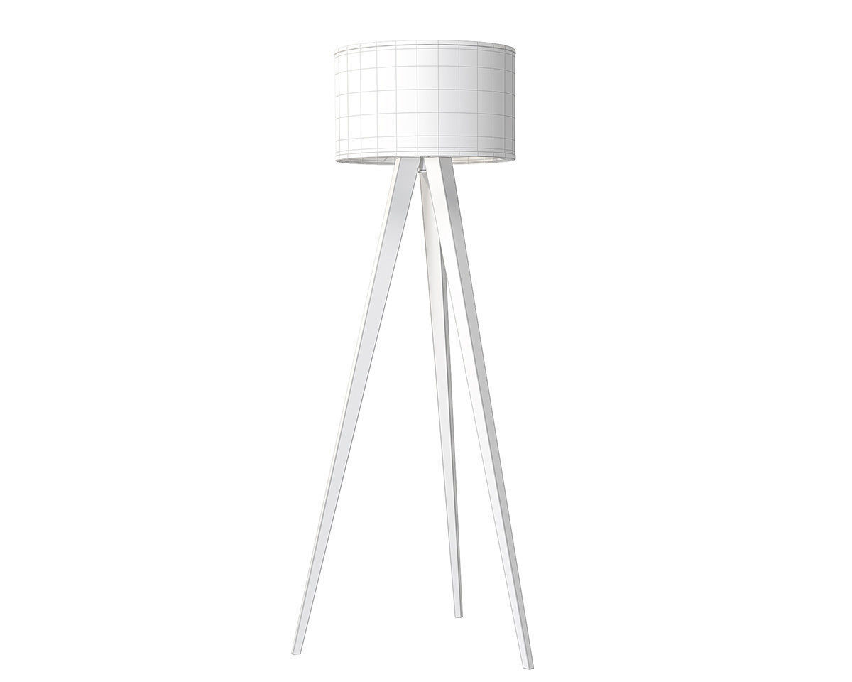 Maya Tripod Floor Lamp White and Light Oak 3D model_2