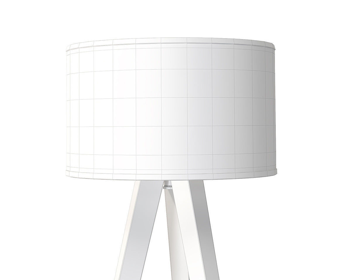 Maya Tripod Floor Lamp White and Light Oak 3D model_3