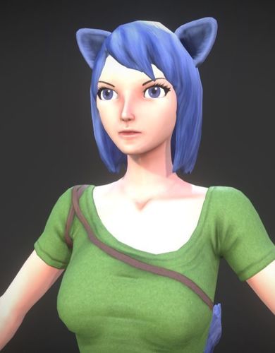 Anime Girl Low-poly 3D model