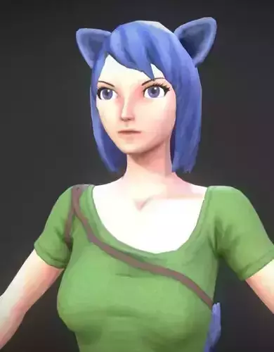 Anime Girl Low-poly 3D model
