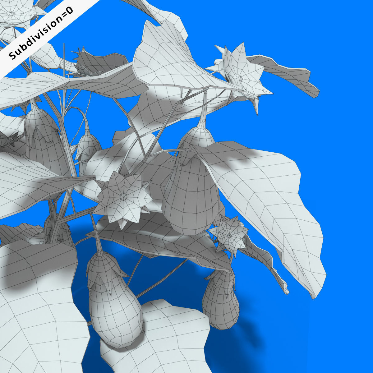 Cartoon Eggplant Plant Low-poly 3D model_8