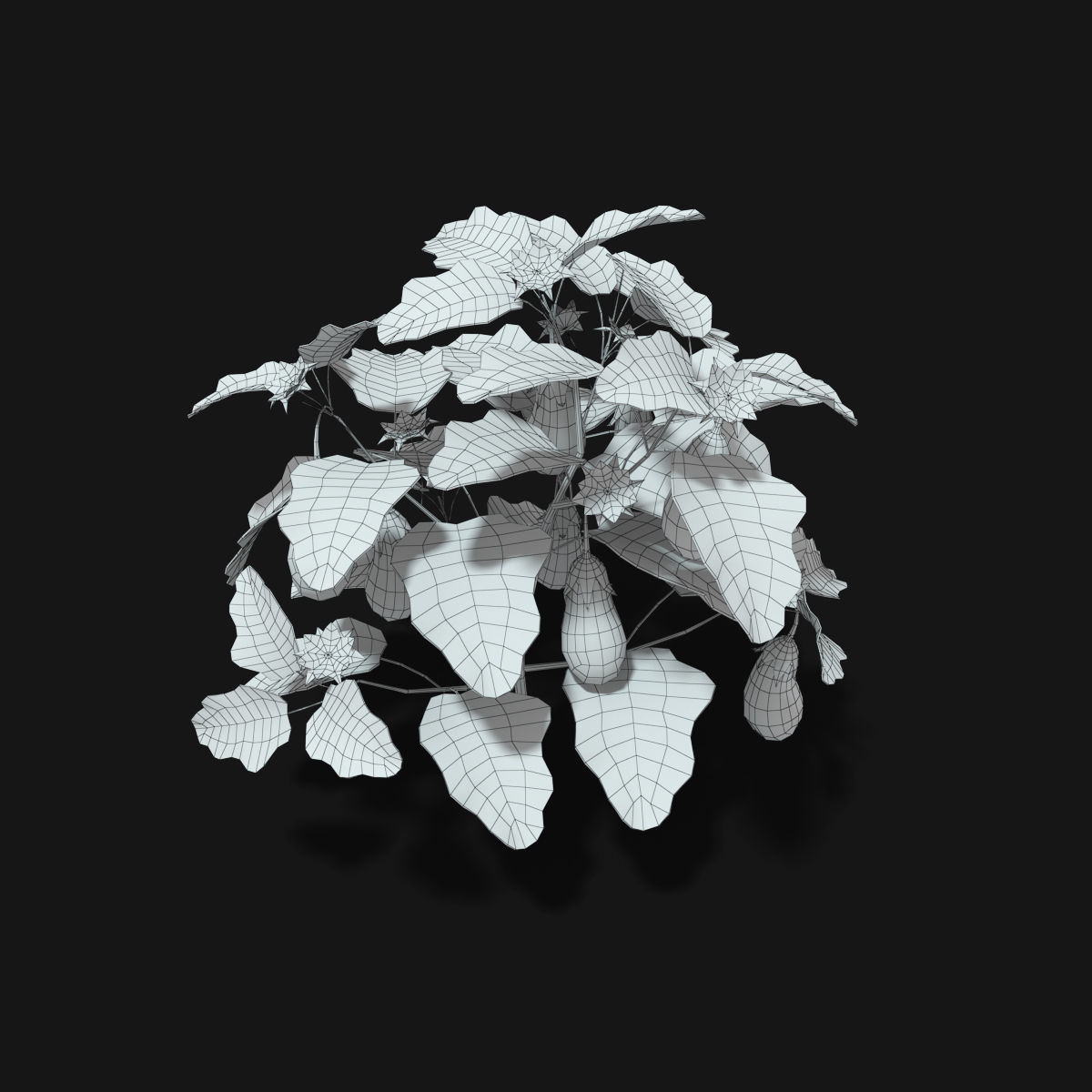 Cartoon Eggplant Plant Low-poly 3D model_10