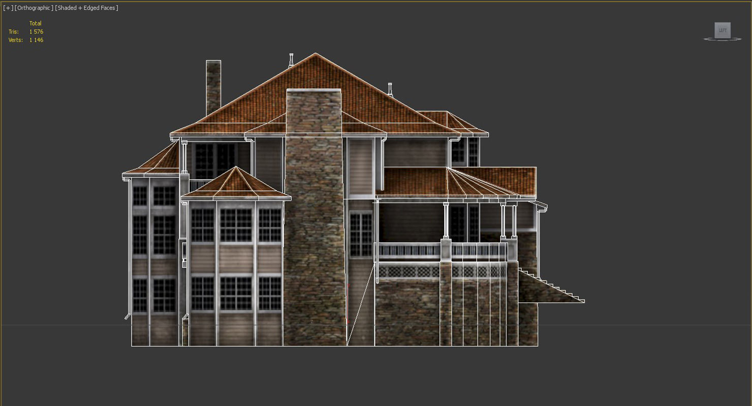 Old Luxury House low poly 3D model Low-poly 3D model_8