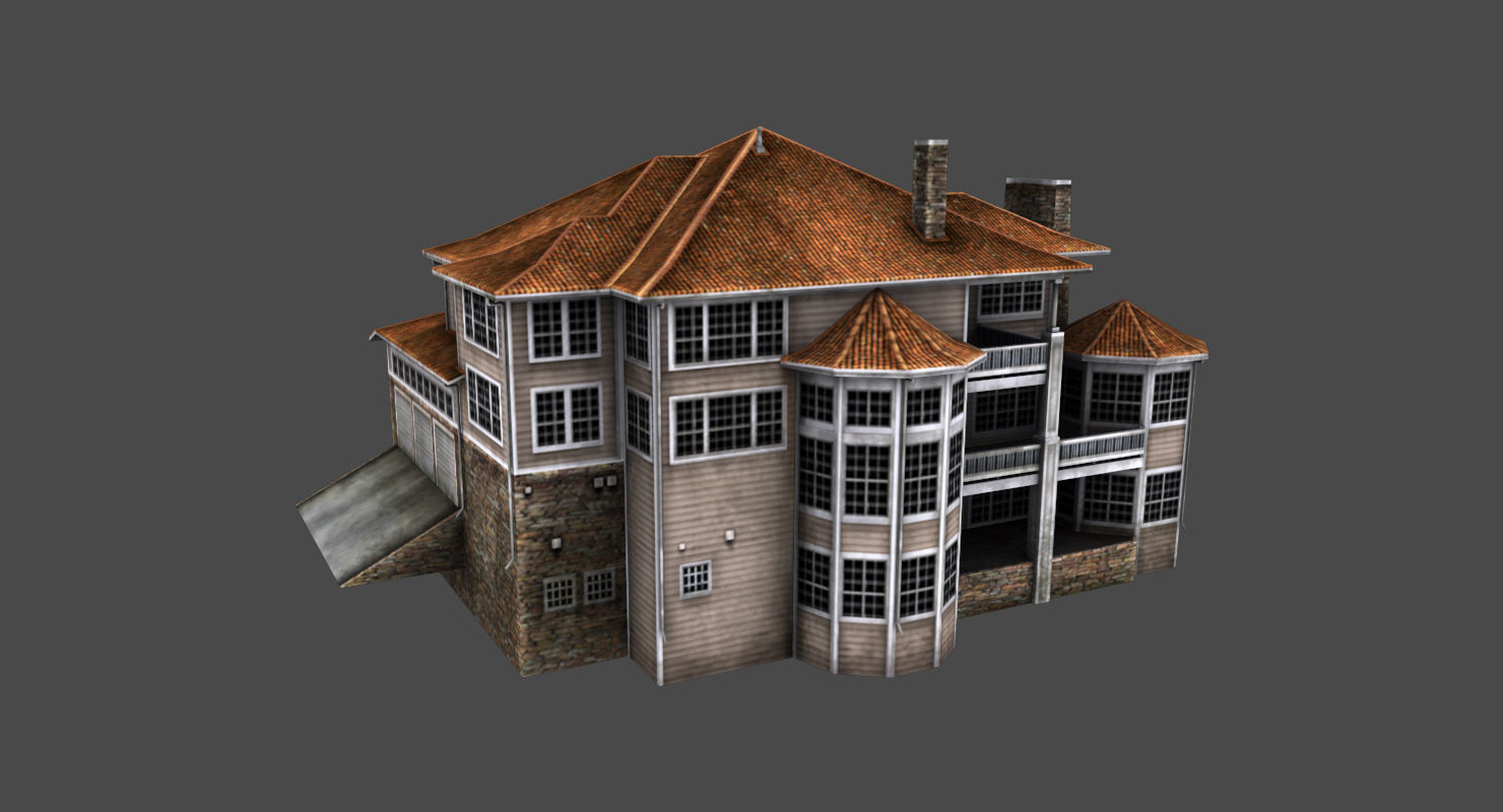 Old Luxury House low poly 3D model Low-poly 3D model_2