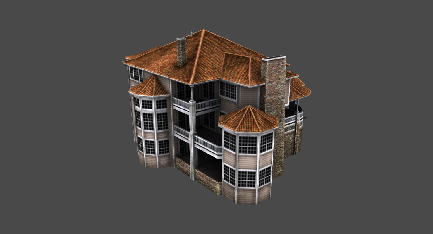 Old Luxury House low poly 3D model Low-poly 3D model_3