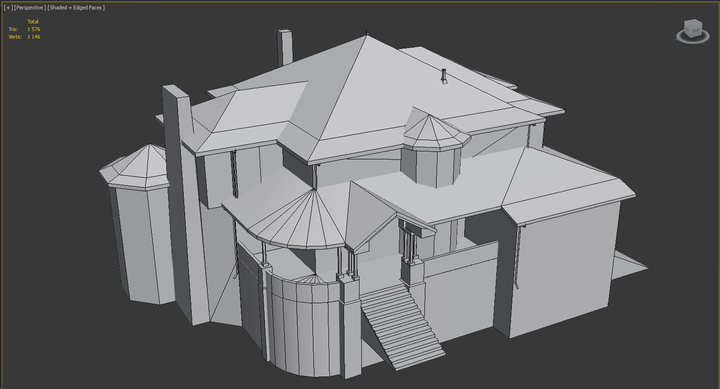 Old Luxury House low poly 3D model Low-poly 3D model_9