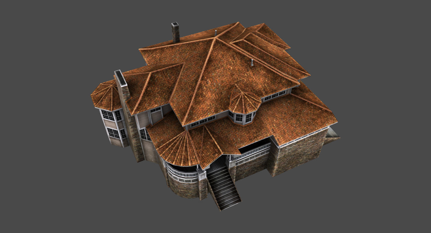 Old Luxury House low poly 3D model Low-poly 3D model_4