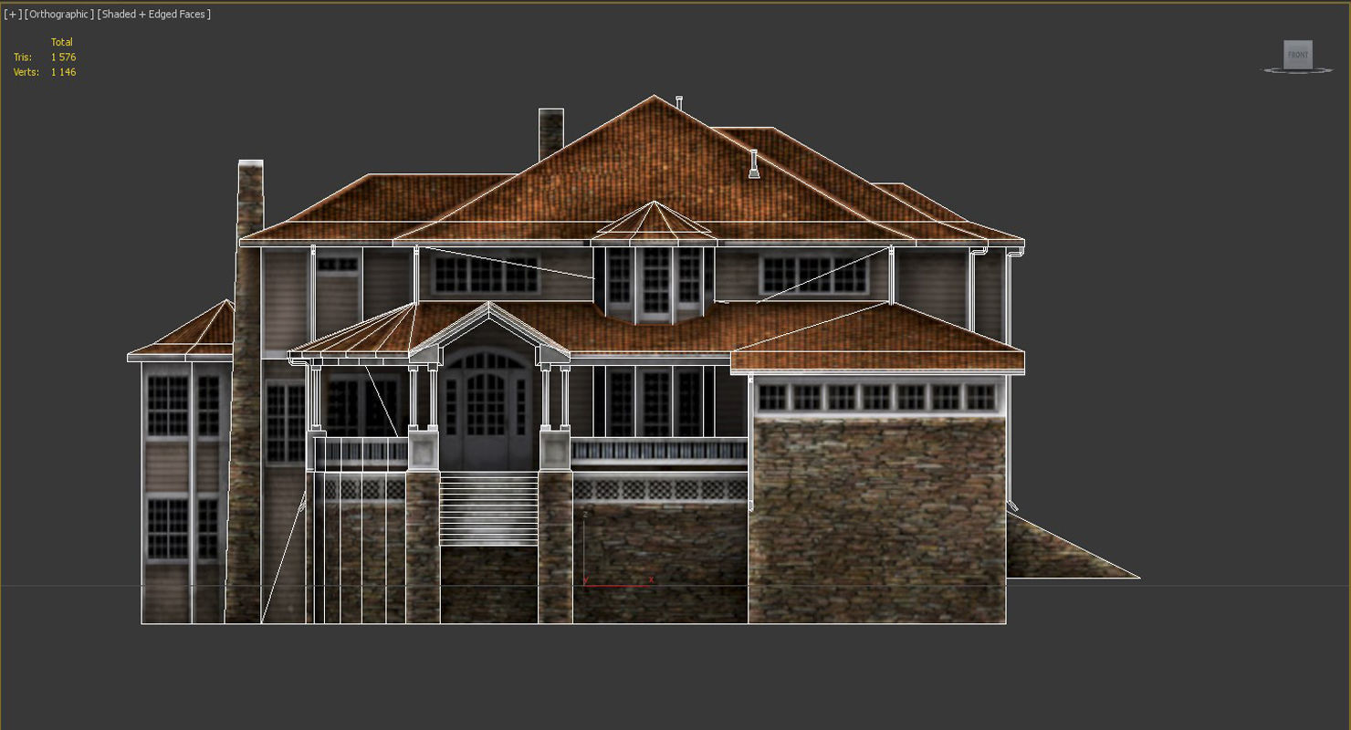 Old Luxury House low poly 3D model Low-poly 3D model_5