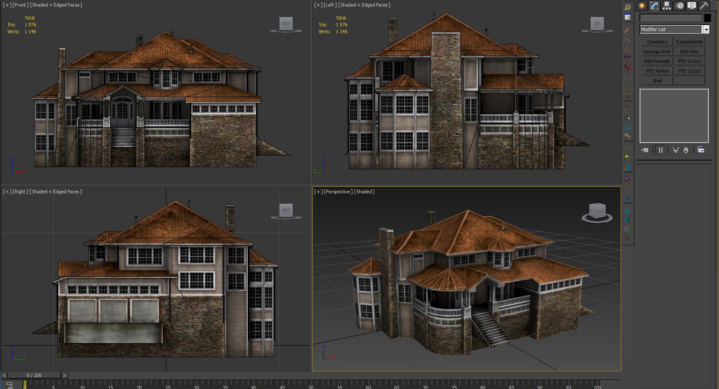 Old Luxury House low poly 3D model Low-poly 3D model_12