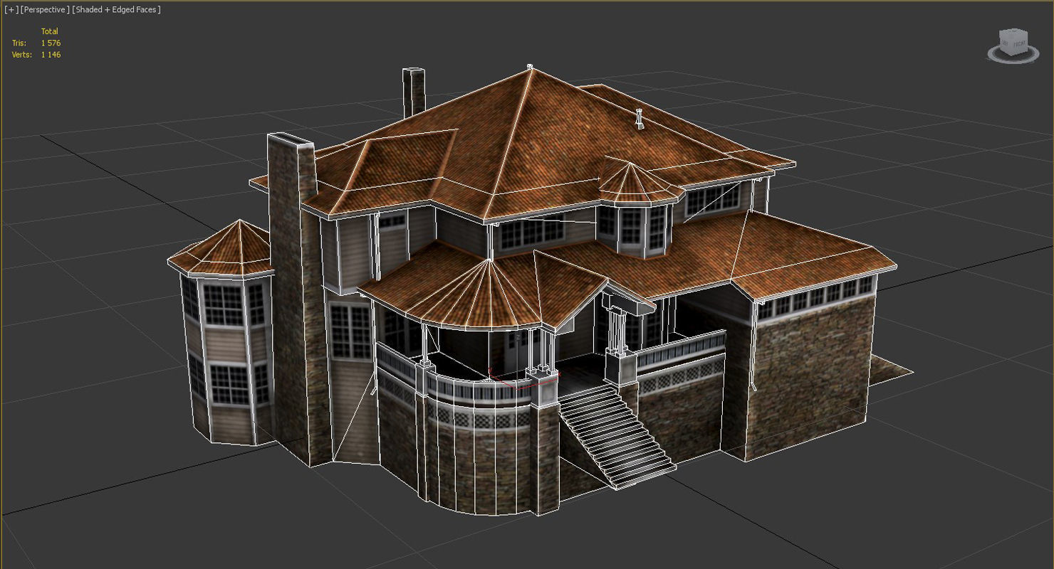 Old Luxury House low poly 3D model Low-poly 3D model_10