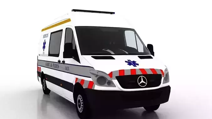 Mercedes Benz Sprinter L2H2 2009 France Ambulance 3D model