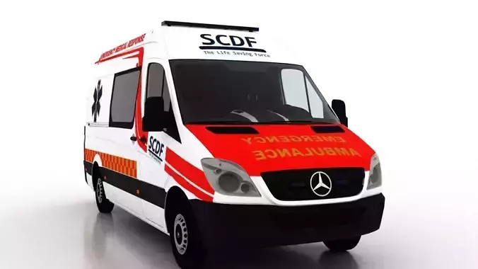 Mercedes Benz Sprinter L2H2 2009 Singapore Ambulance 3D model