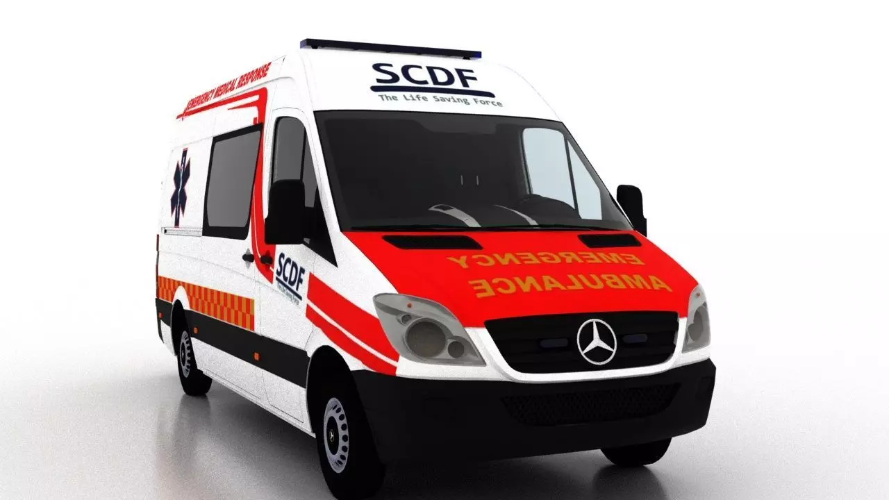 Mercedes Benz Sprinter L2H2 2009 Singapore Ambulance 3D model