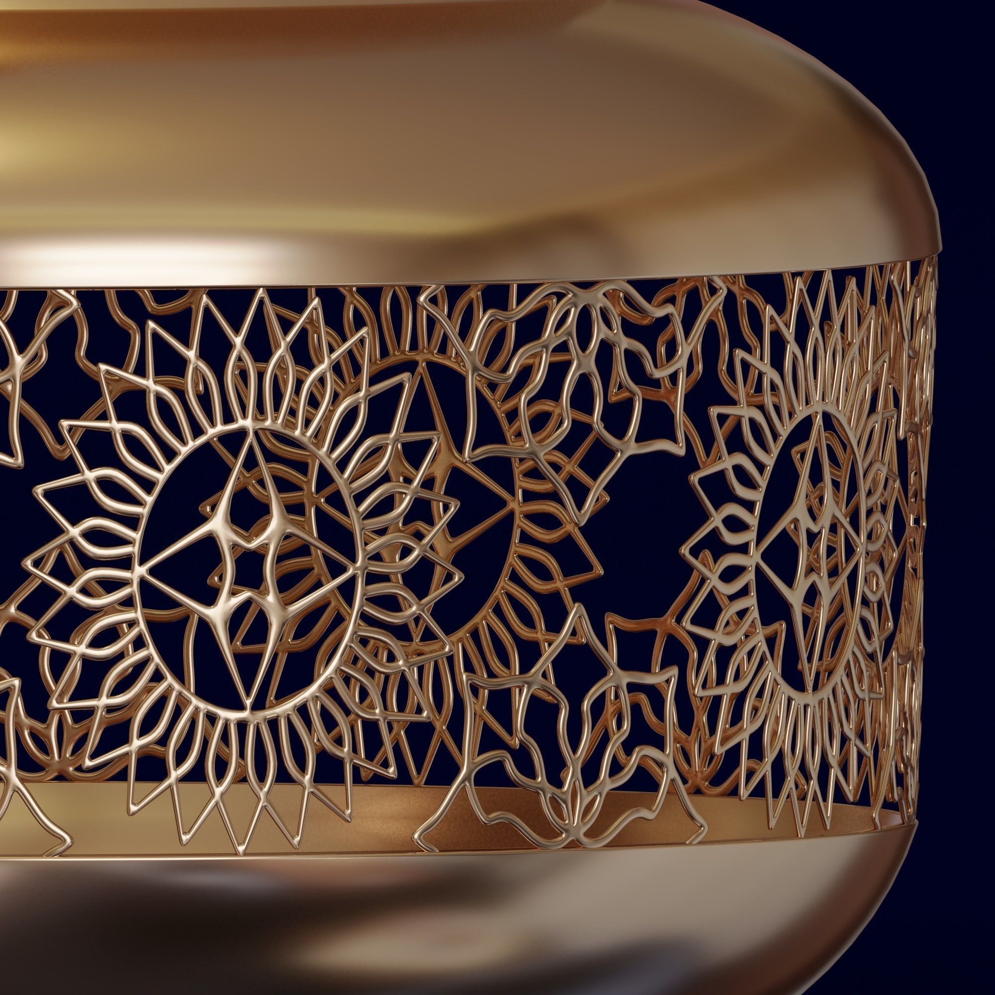Moroccan ornate candle holder 3D model_2
