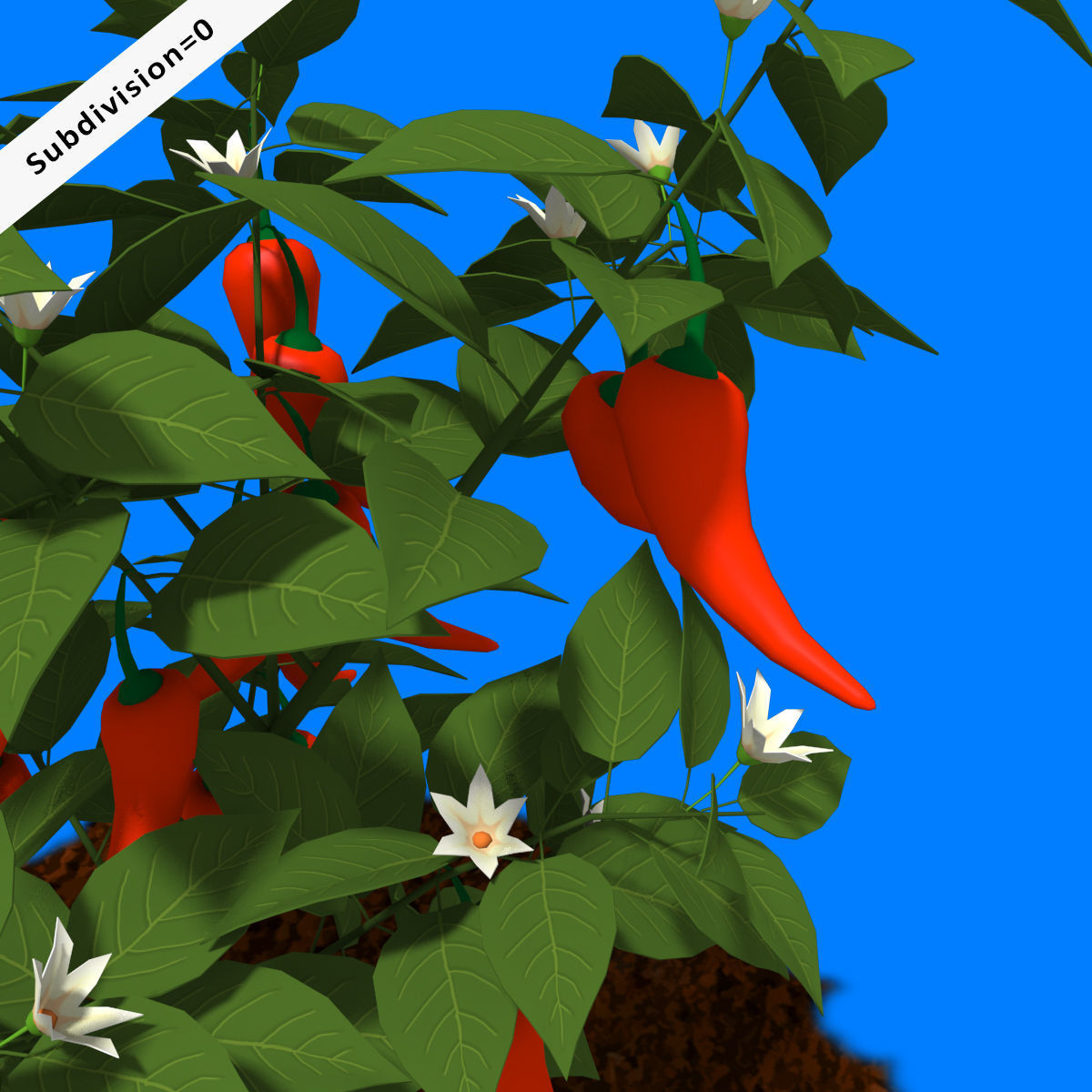 Cartoon Pepper Plant Low-poly 3D model_4