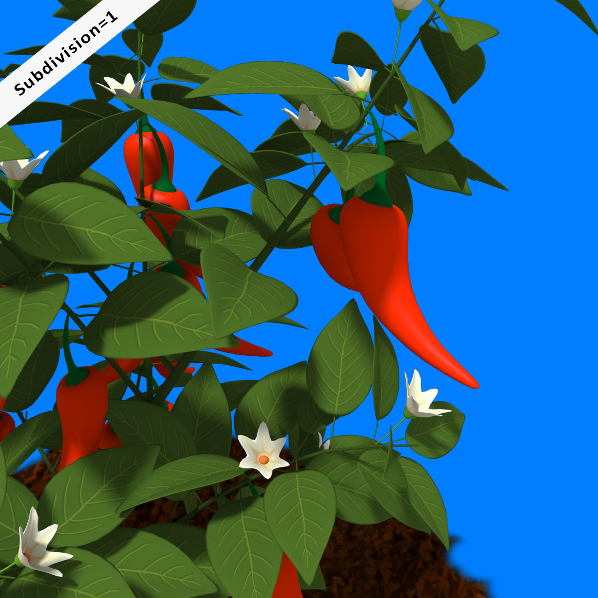 Cartoon Pepper Plant Low-poly 3D model_5