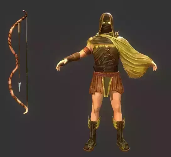 Archer greek warrior Low-poly 3D model