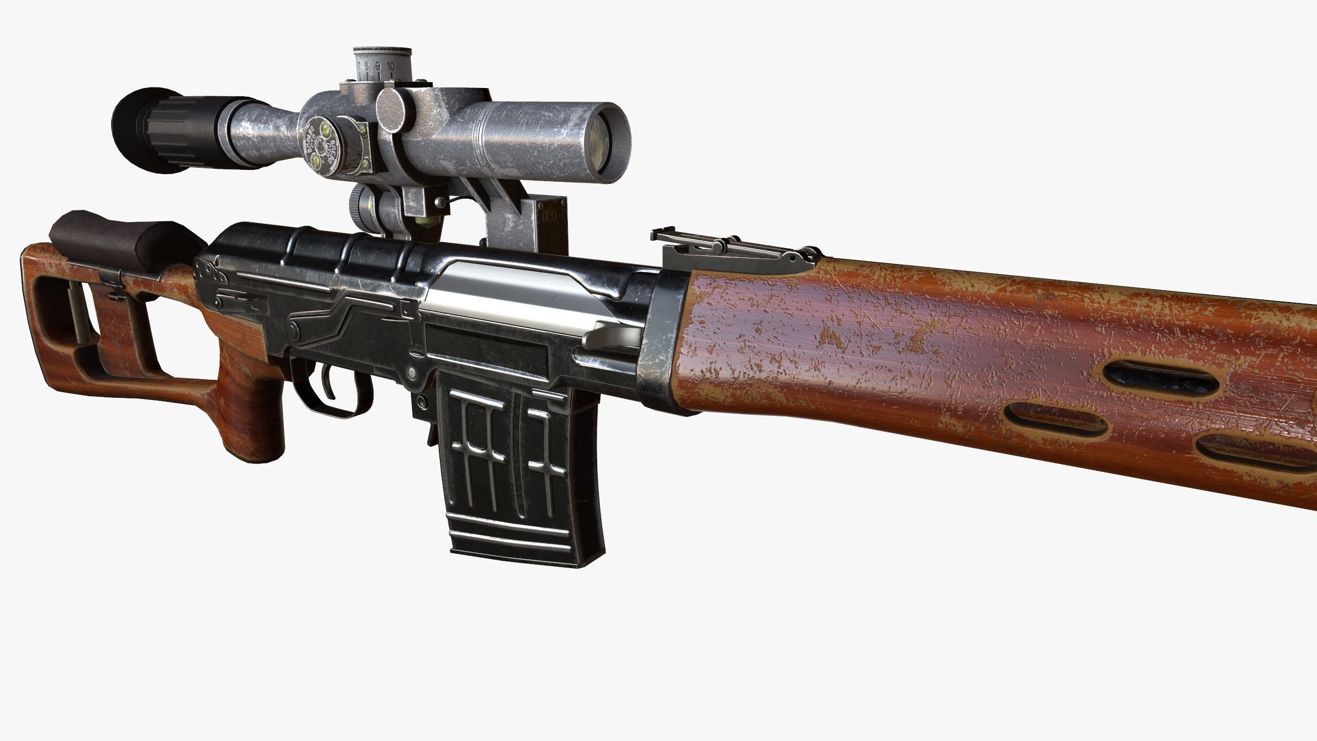 Dragunov Sniper Rifle - SVD Low-poly 3D model_12