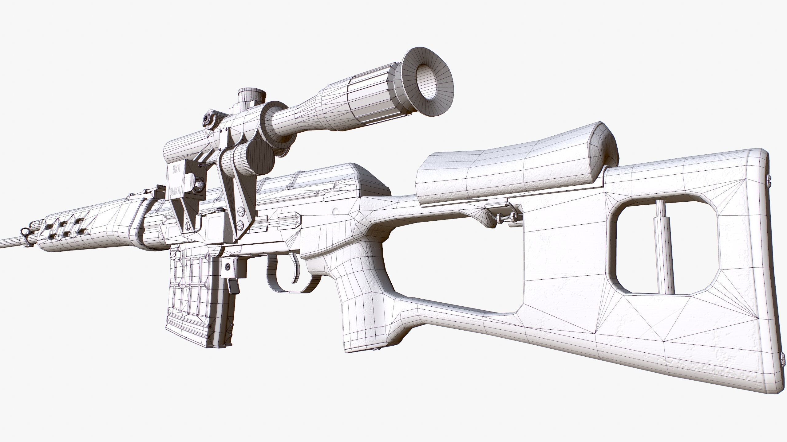 Dragunov Sniper Rifle - SVD Low-poly 3D model_5