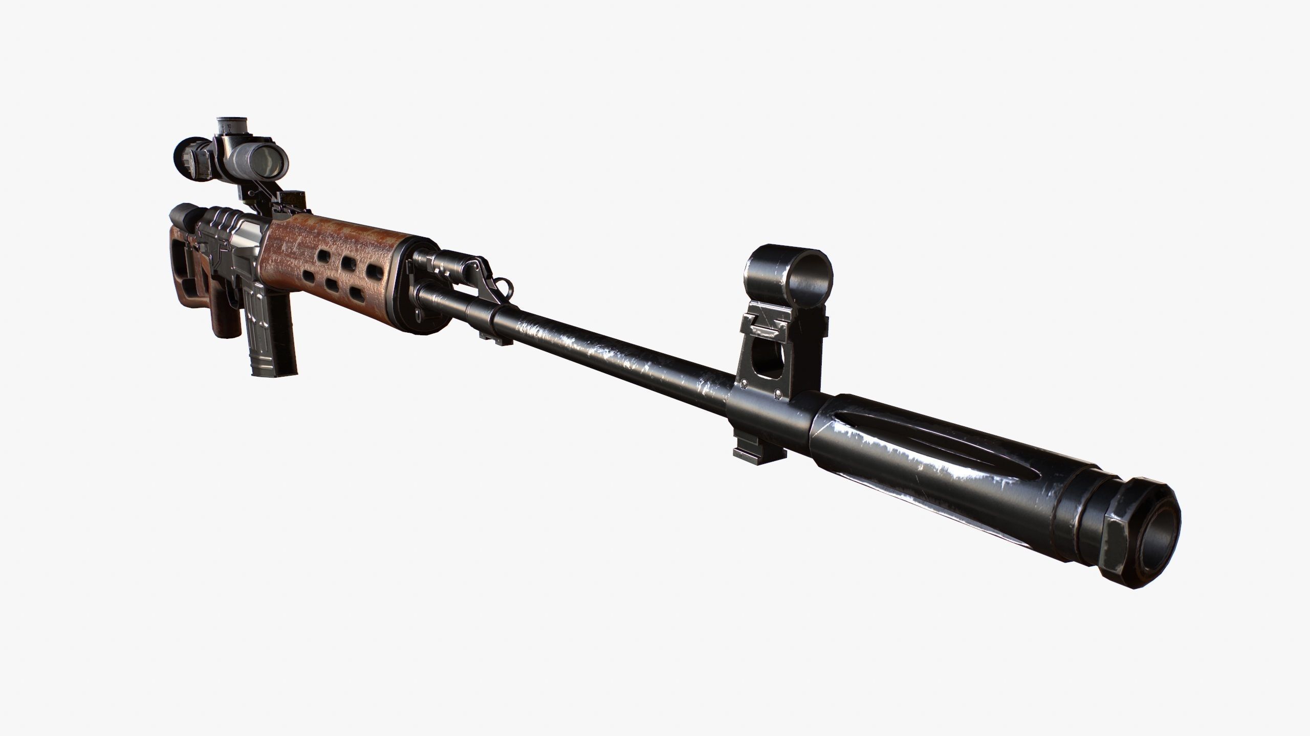 Dragunov Sniper Rifle - SVD Low-poly 3D model_8