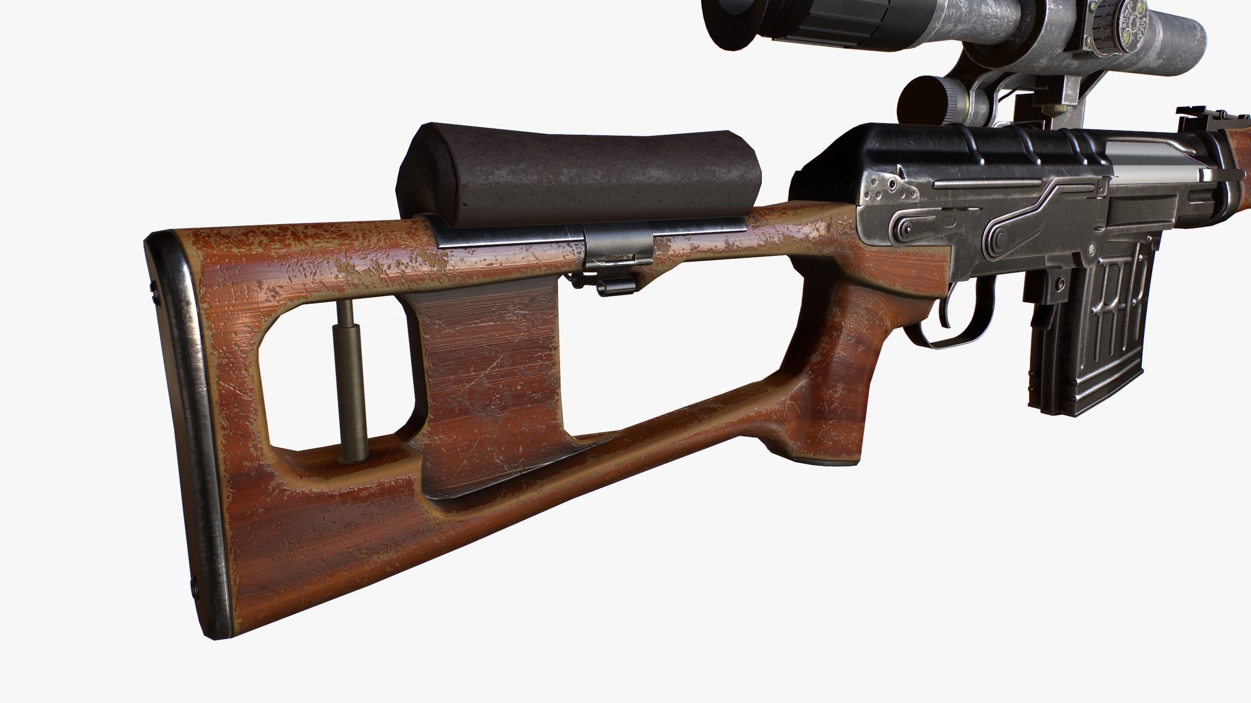 Dragunov Sniper Rifle - SVD Low-poly 3D model_10