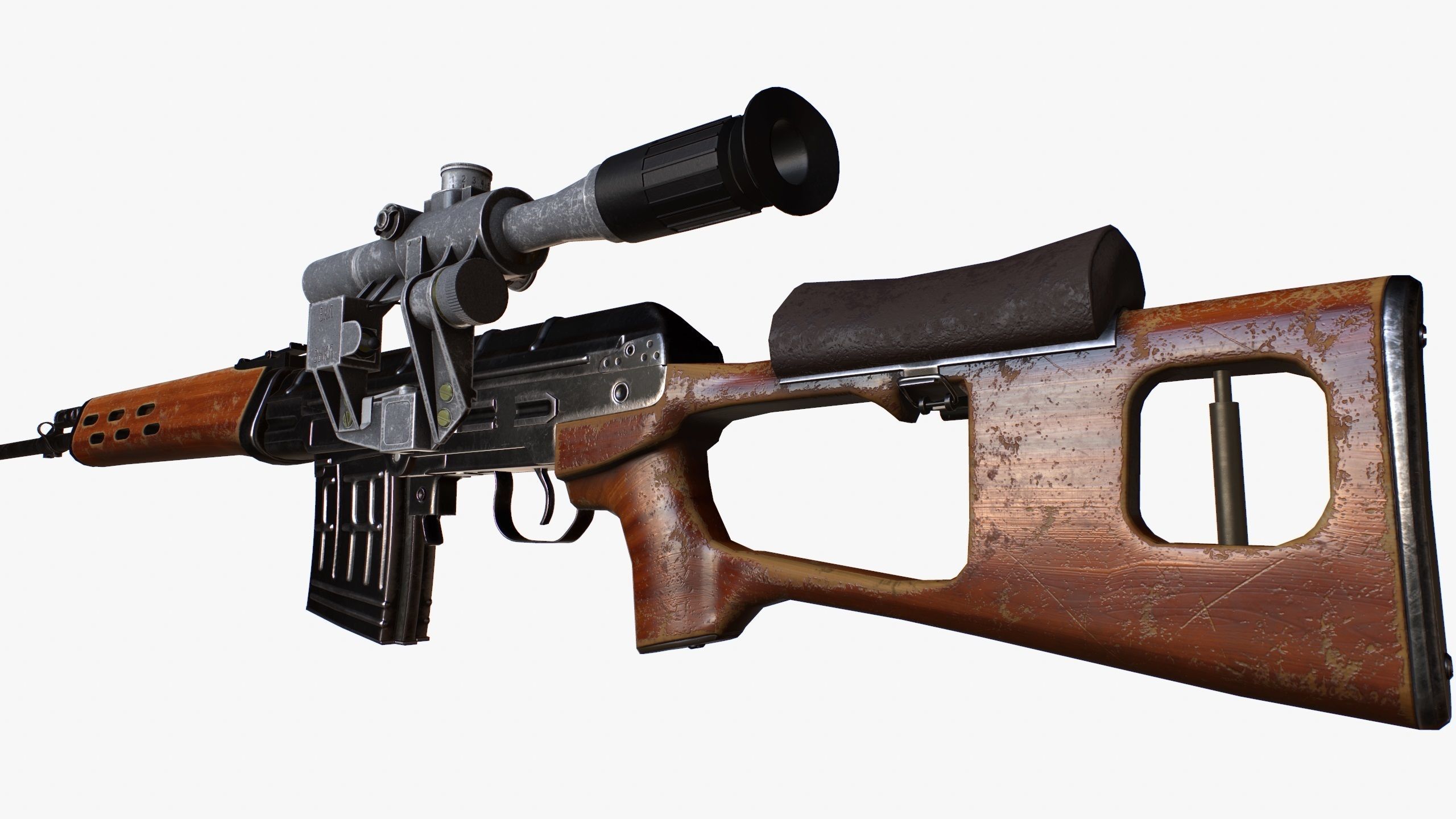 Dragunov Sniper Rifle - SVD Low-poly 3D model_4