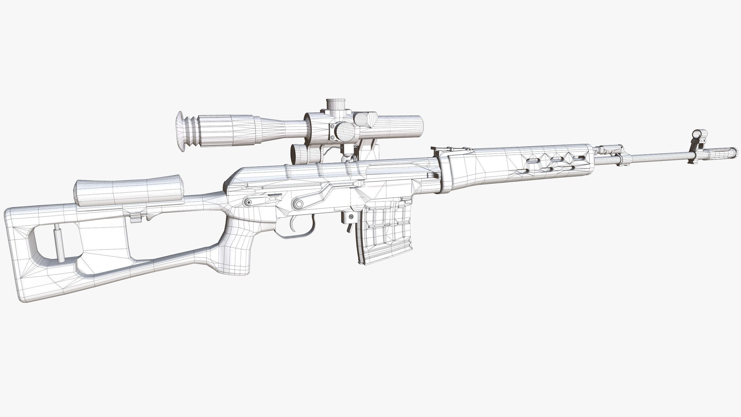 Dragunov Sniper Rifle - SVD Low-poly 3D model_1