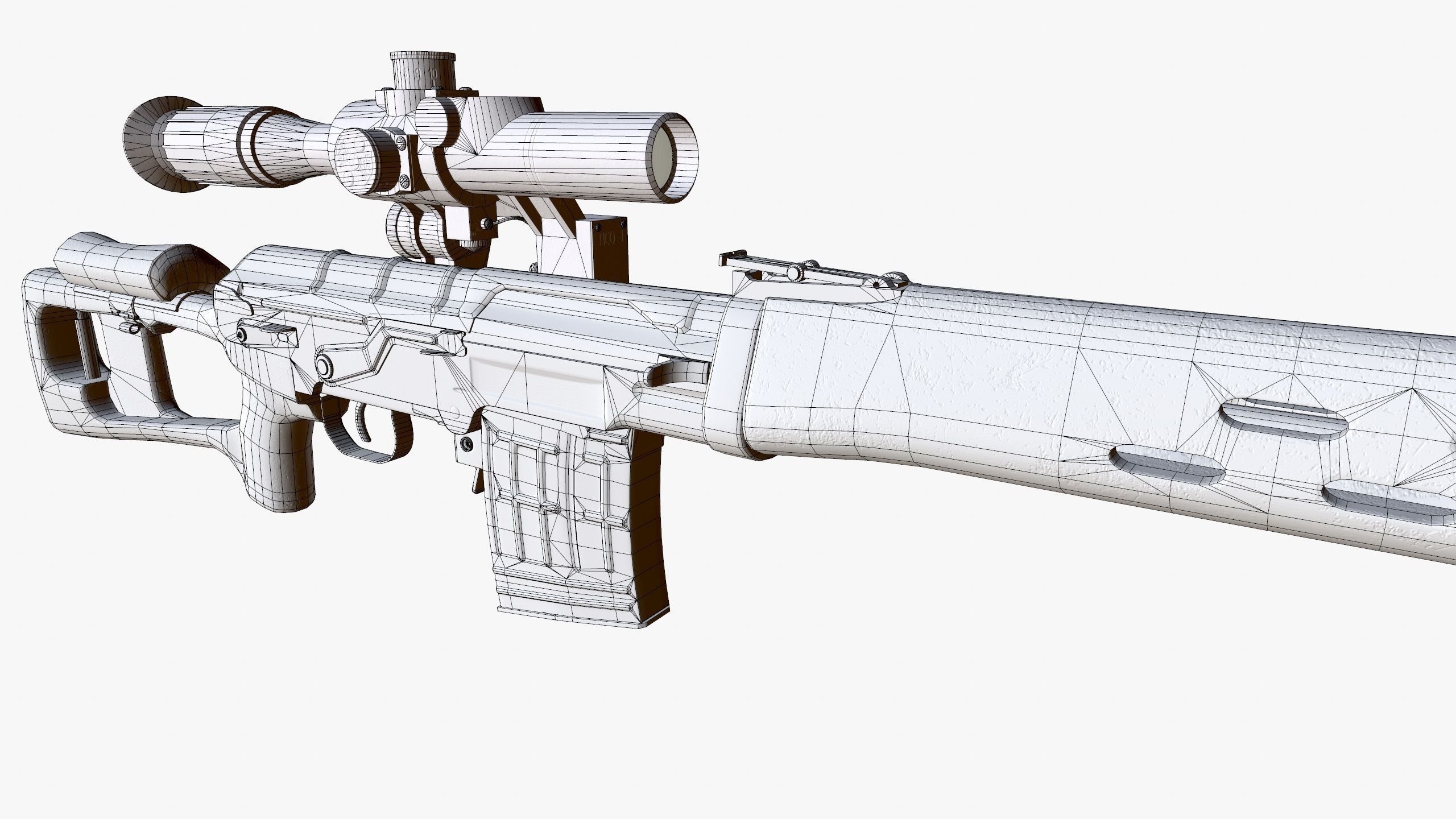 Dragunov Sniper Rifle - SVD Low-poly 3D model_13