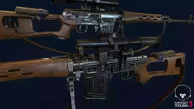 SVD - Dragunov Sniper Rifle  Low-poly 3D model