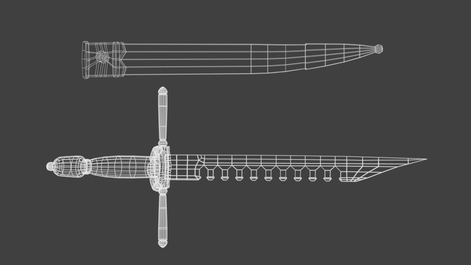 Daga Rompe Espadas LowPoly Low-poly 3D model_2