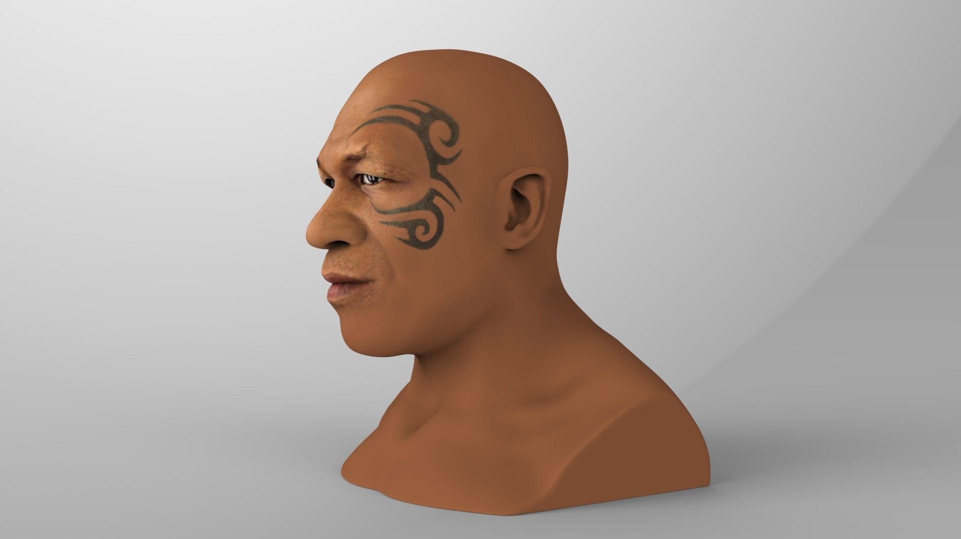 Mike Tyson bust ready for full color 3D printing 3D print model_3