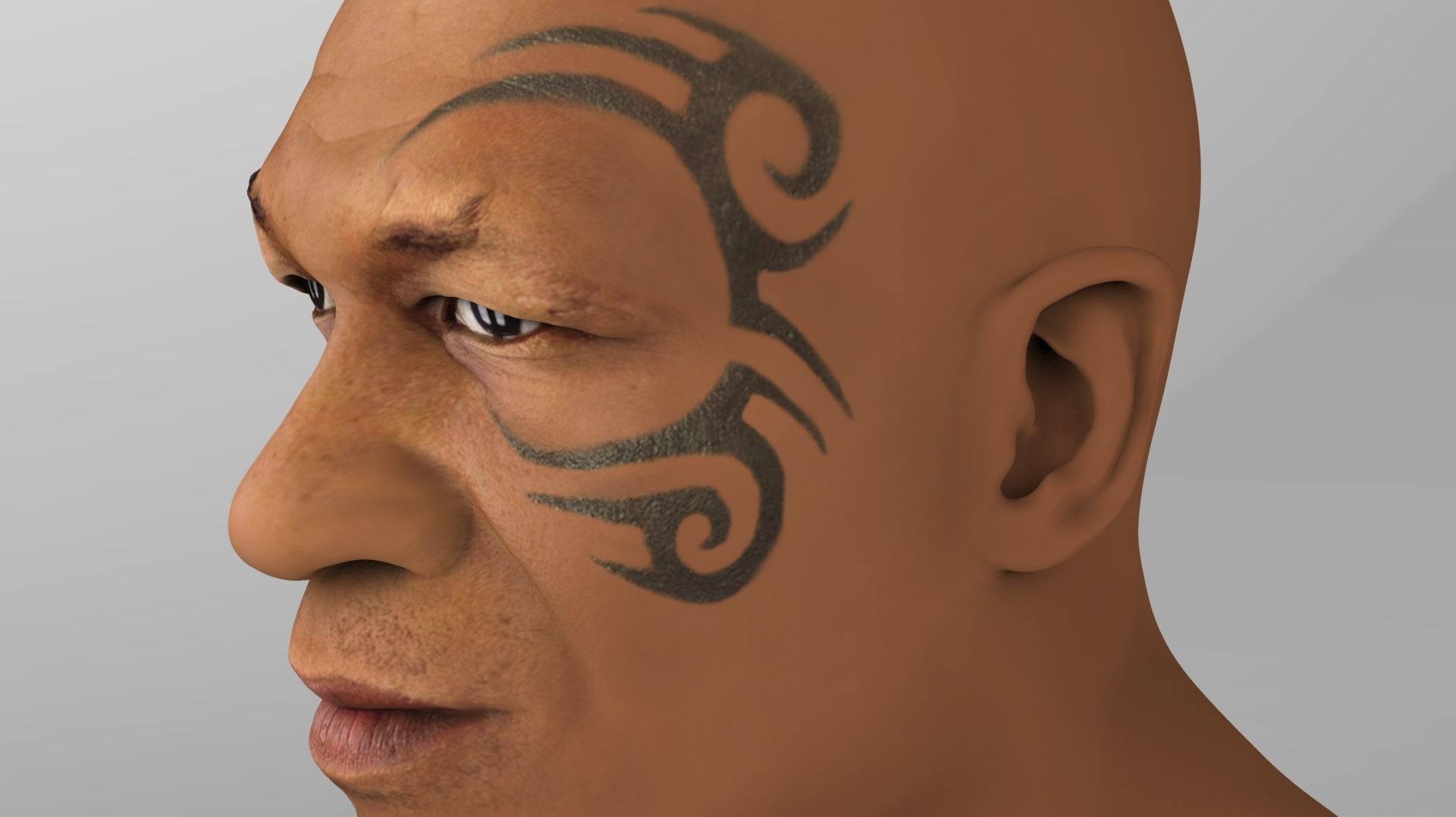 Mike Tyson bust ready for full color 3D printing 3D print model_4