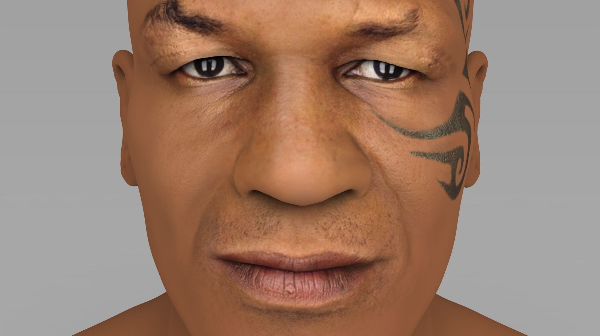 Mike Tyson bust ready for full color 3D printing 3D print model_1