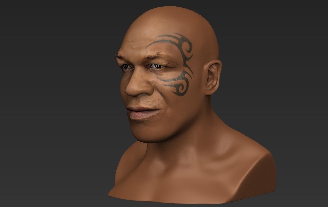 Mike Tyson bust ready for full color 3D printing 3D print model_17