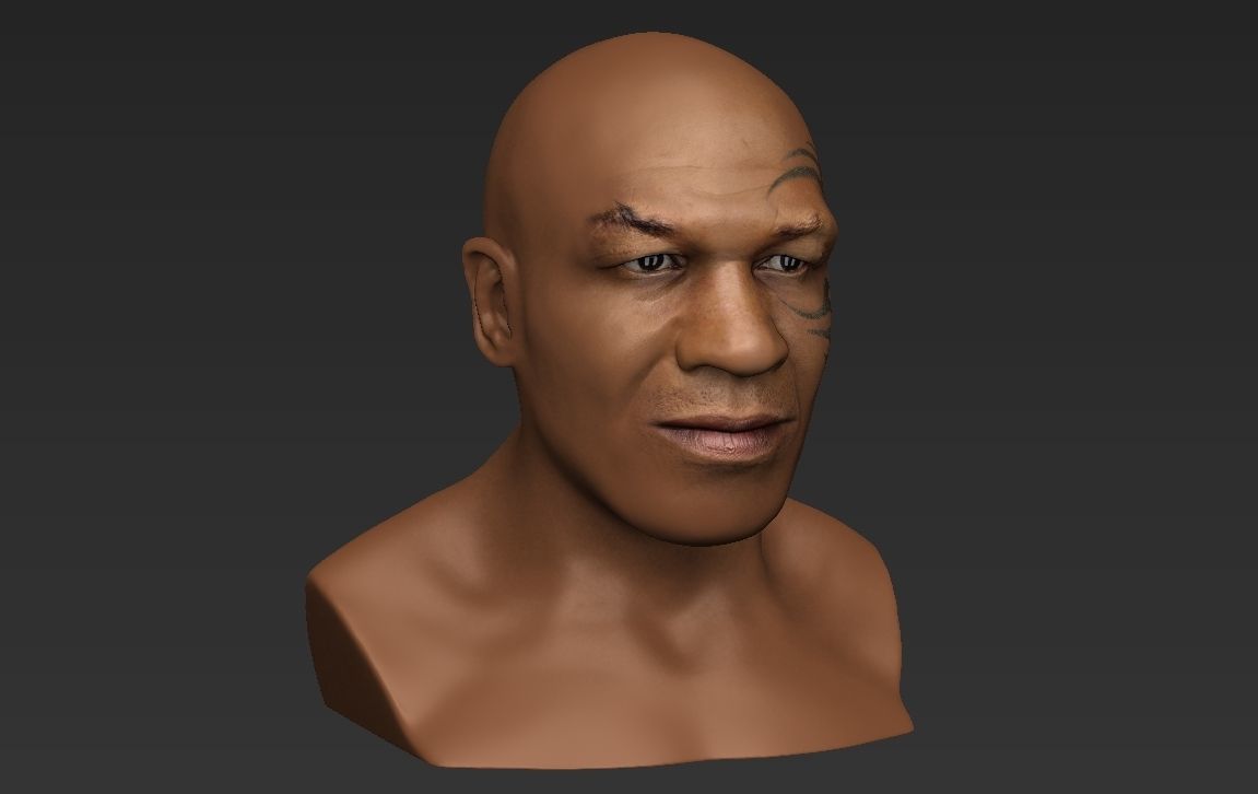 Mike Tyson bust ready for full color 3D printing 3D print model_16