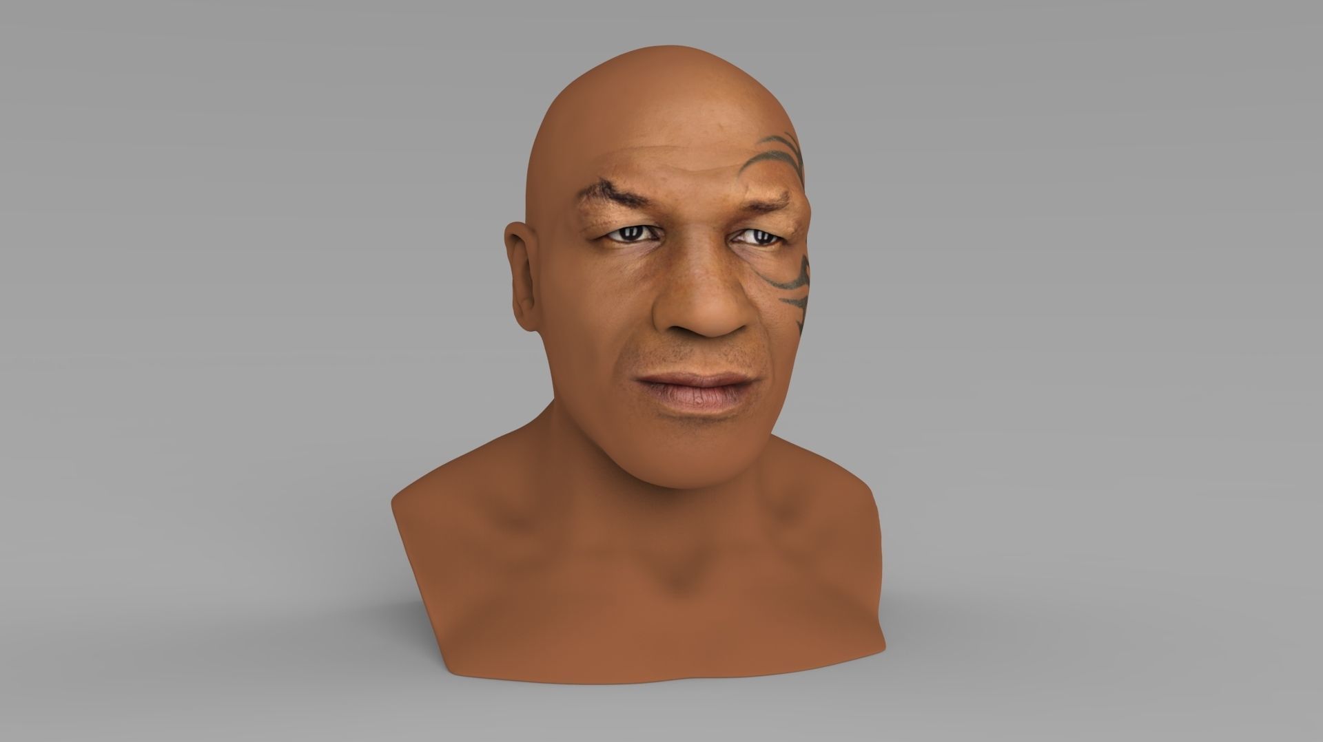 Mike Tyson bust ready for full color 3D printing 3D print model_11