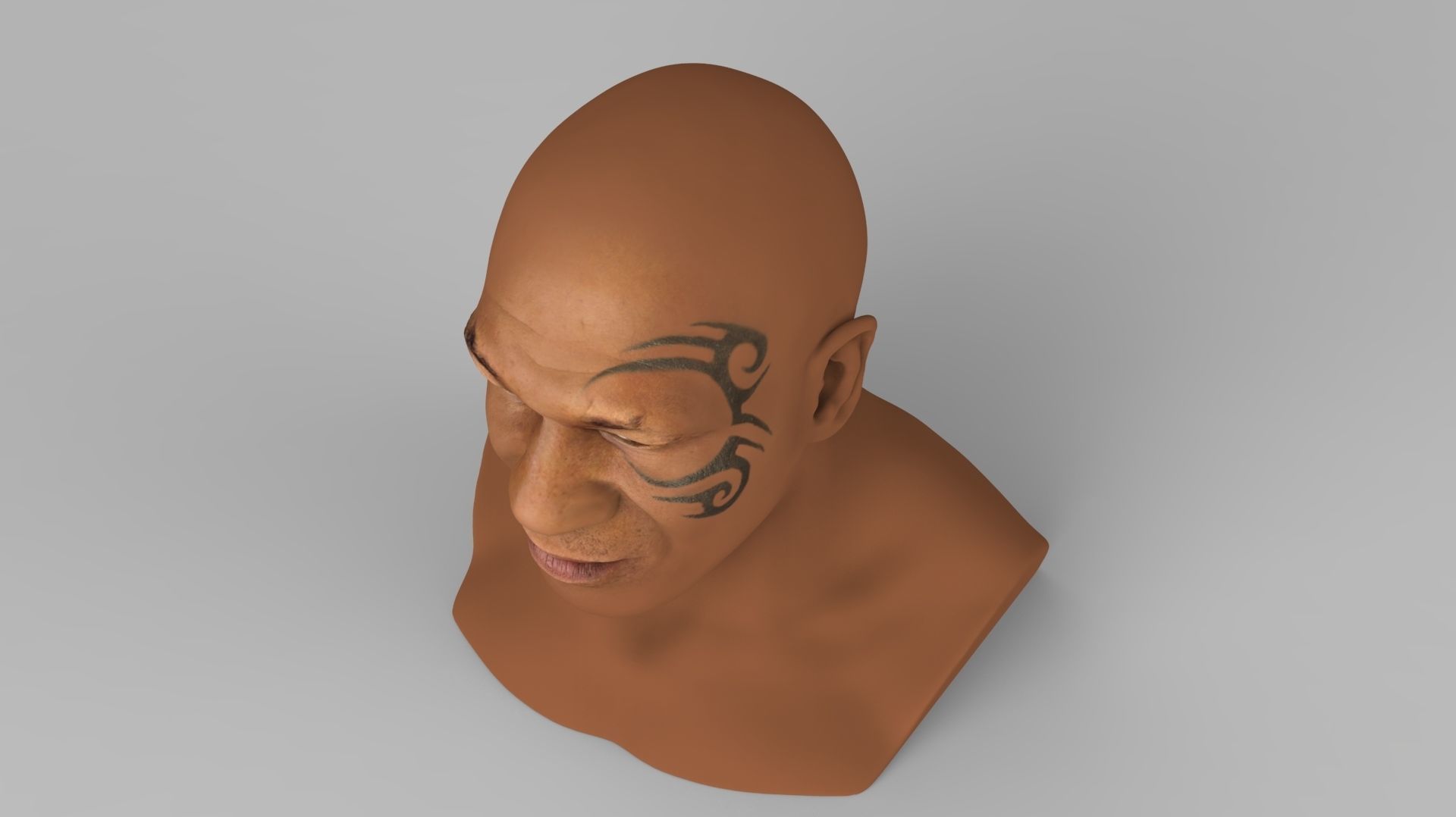 Mike Tyson bust ready for full color 3D printing 3D print model_14