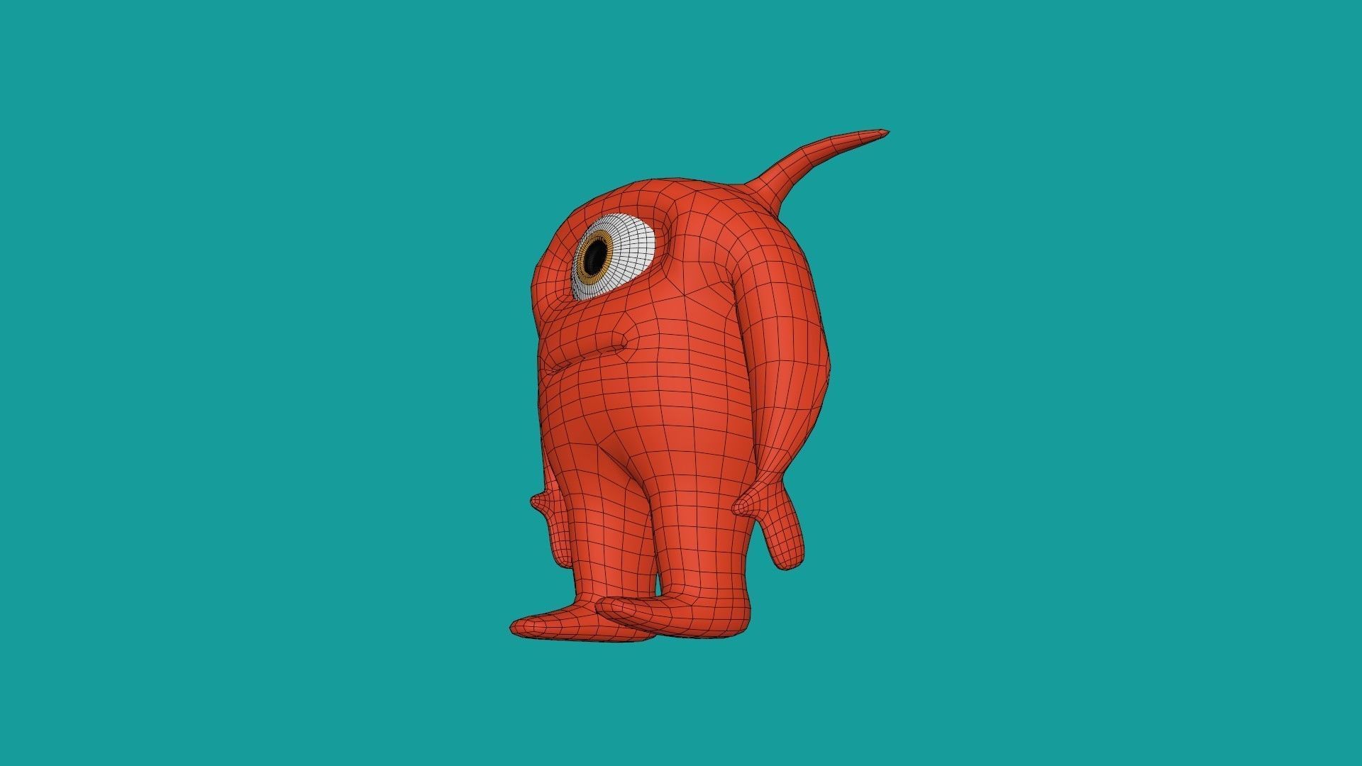 Character orange monster Free low-poly 3D model_5