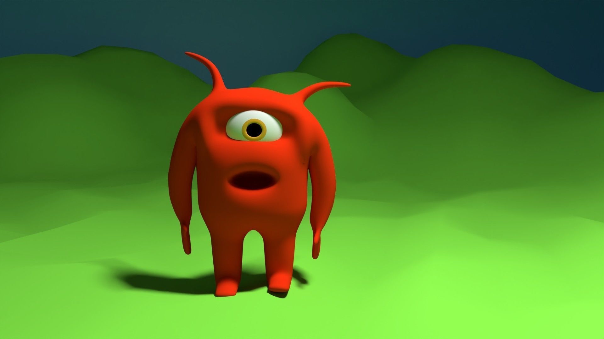 Character orange monster Free low-poly 3D model_6