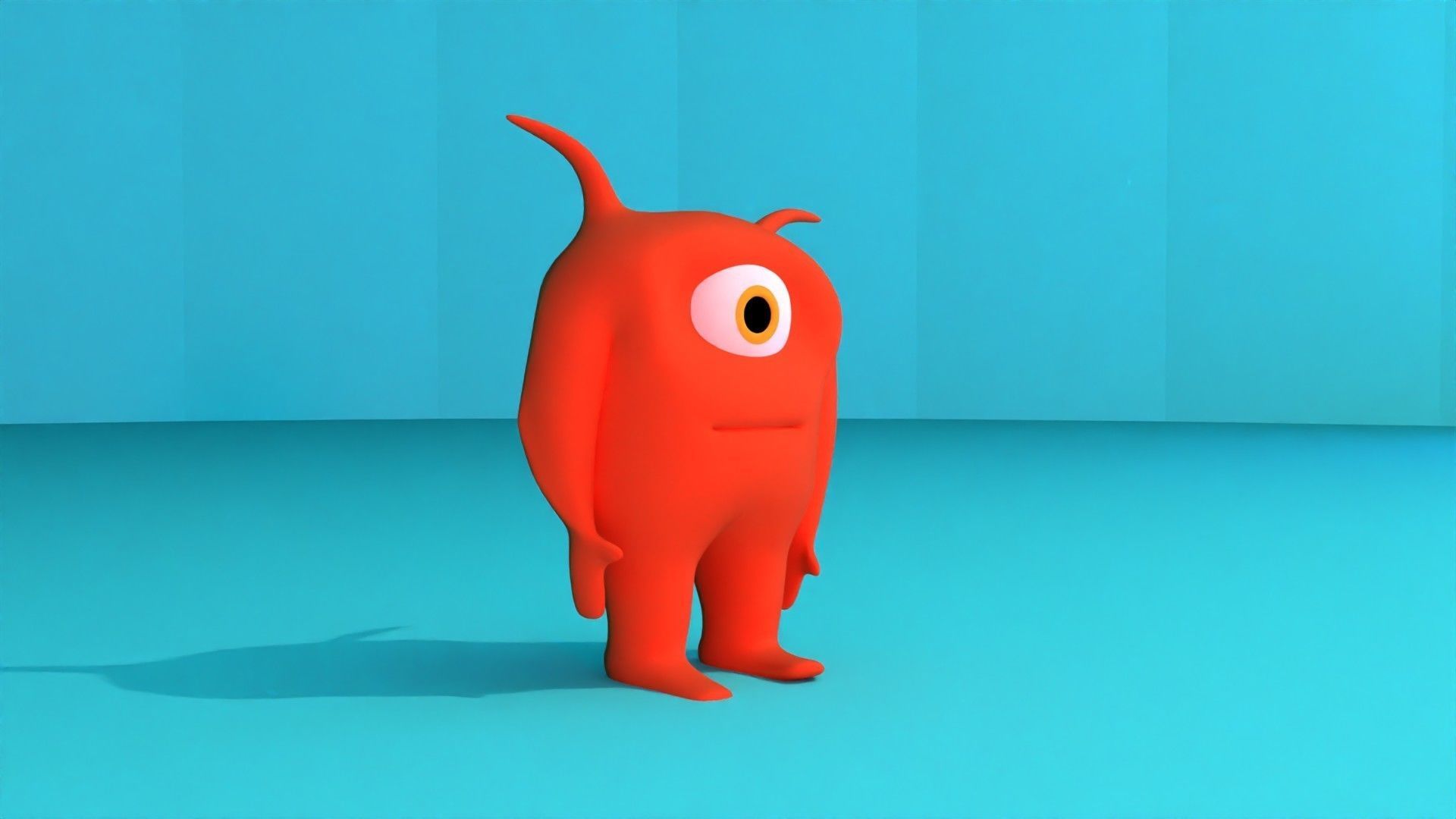 Character orange monster Free low-poly 3D model_2