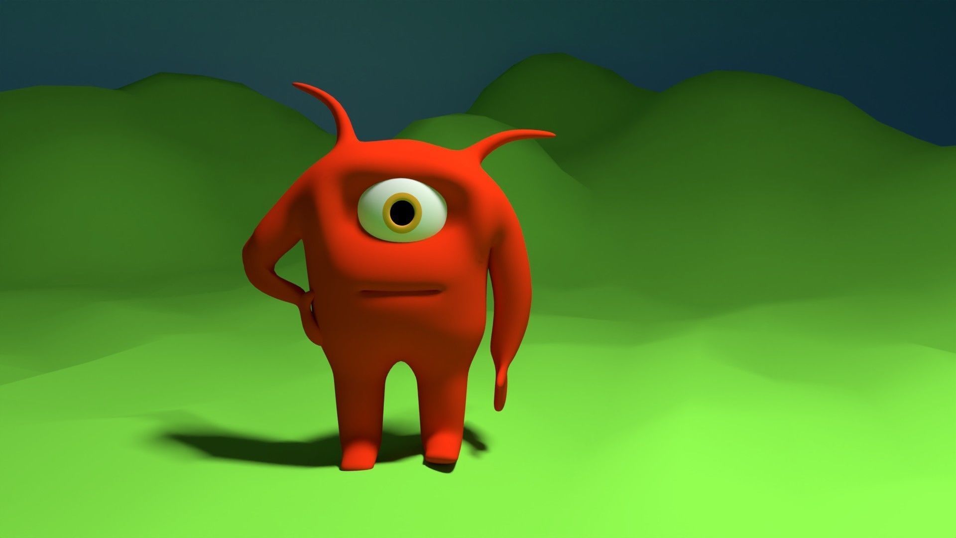 Character orange monster Free low-poly 3D model_7