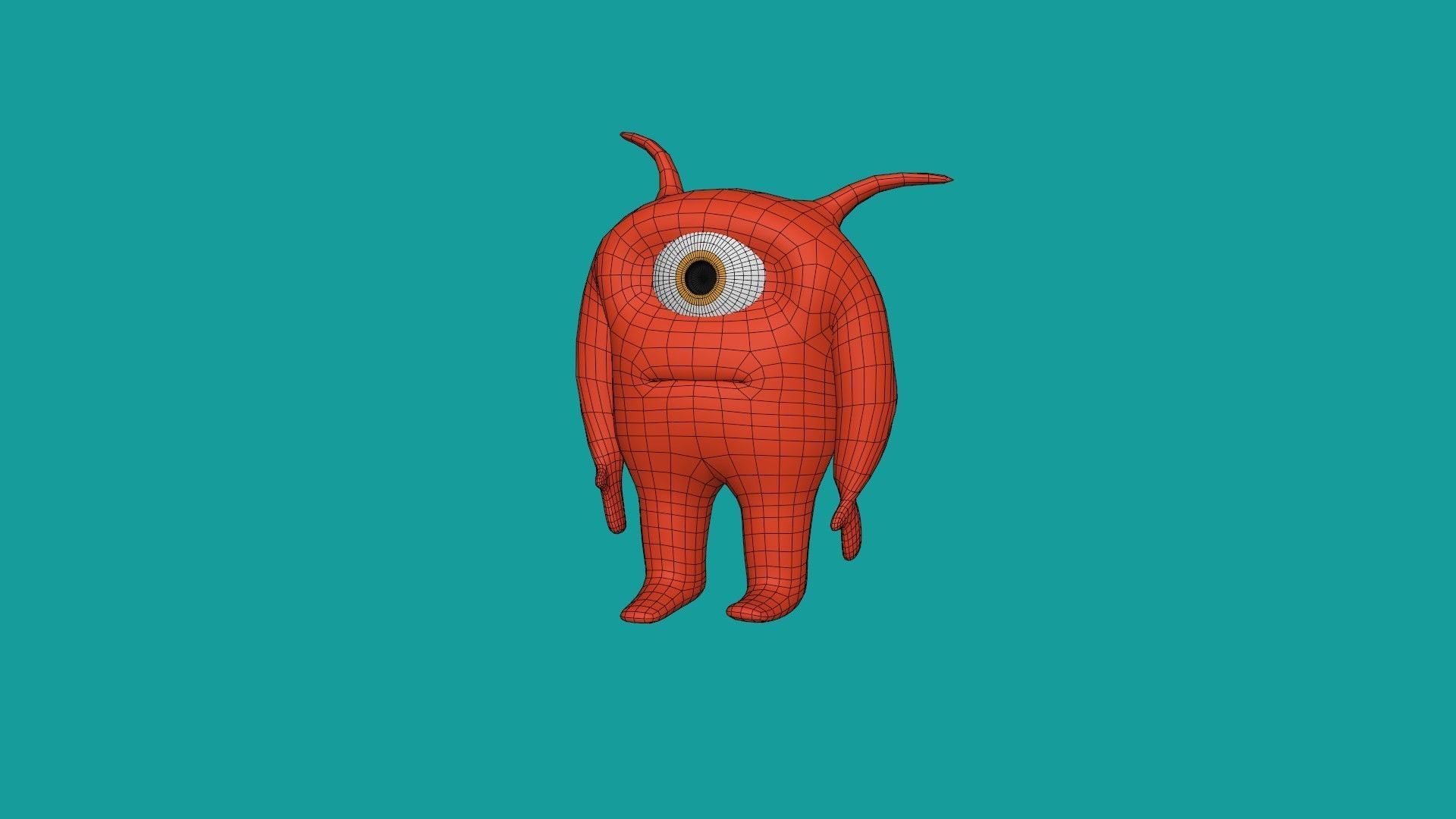 Character orange monster Free low-poly 3D model_3
