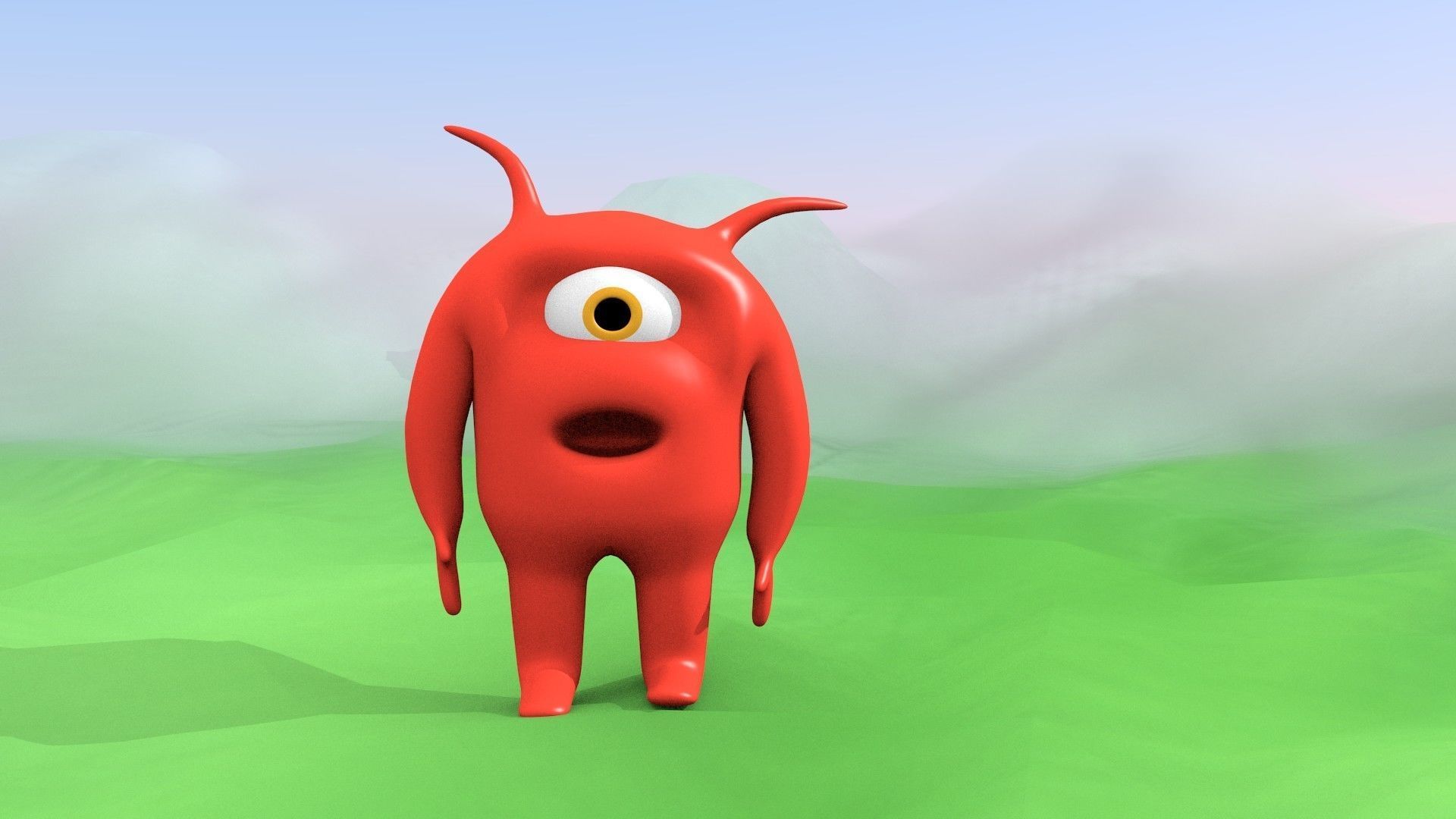 Character orange monster Free low-poly 3D model_8