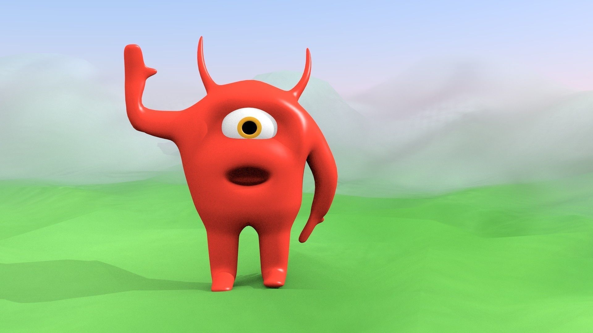 Character orange monster Free low-poly 3D model_9
