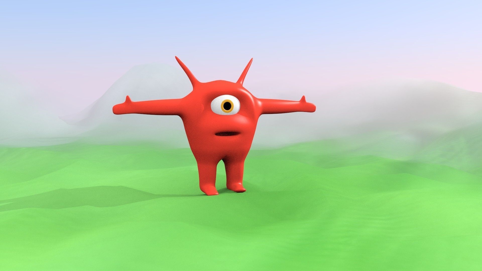 Character orange monster Free low-poly 3D model_11
