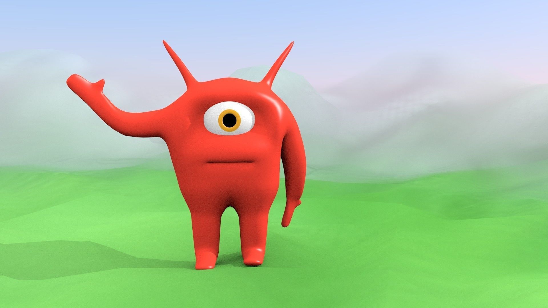 Character orange monster Free low-poly 3D model_10