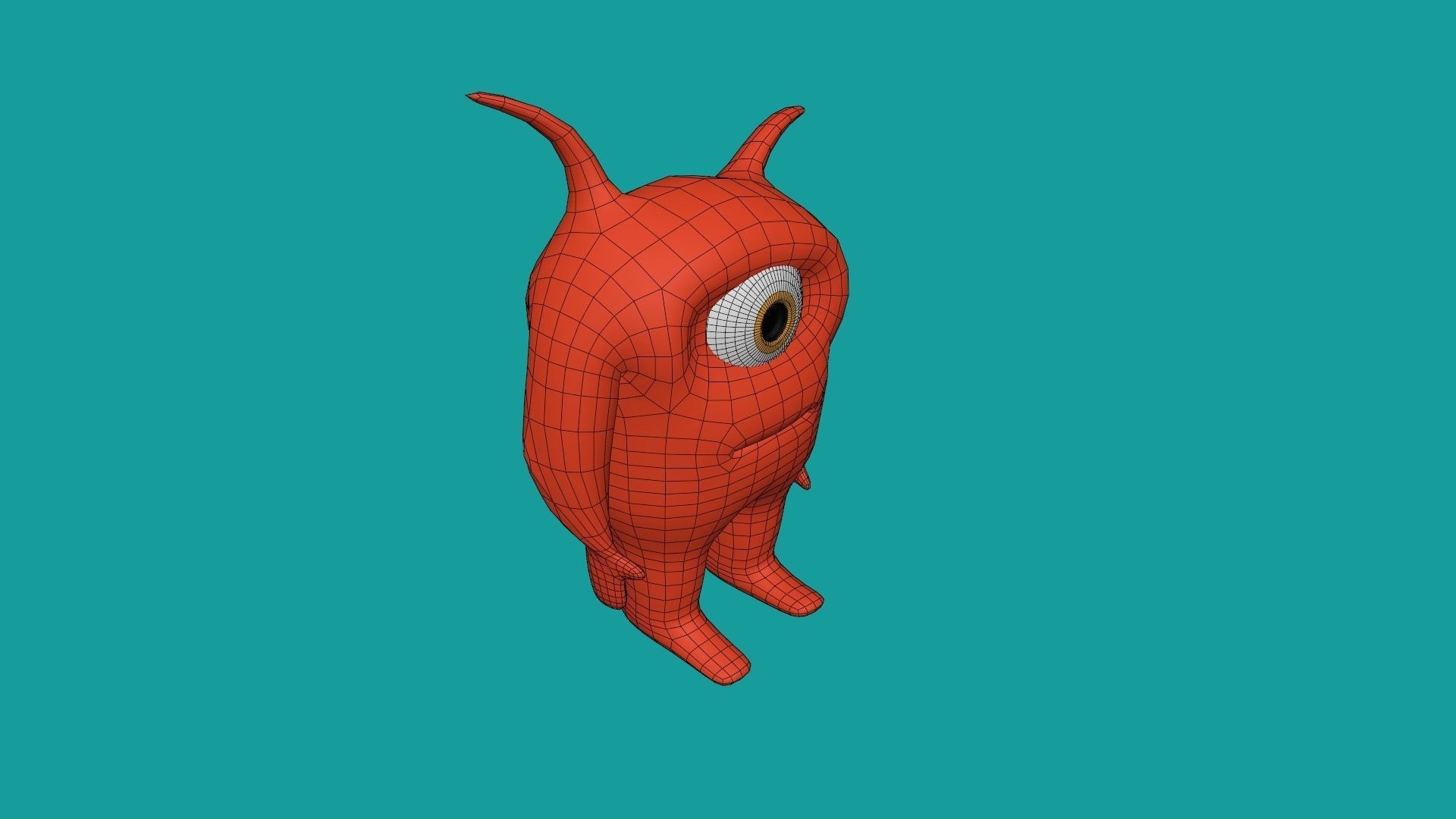 Character orange monster Free low-poly 3D model_4